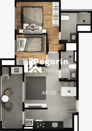 Imagem Apartamento à venda em Curitiba, Lindóia, com 2 quartos, 58,88m²