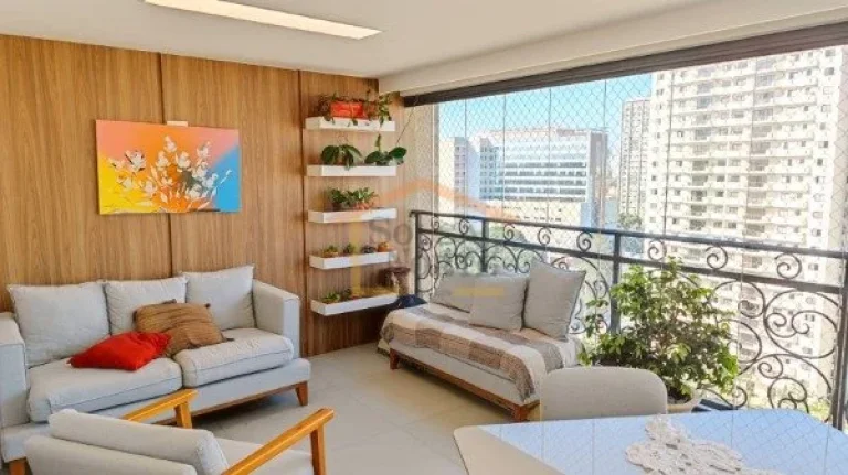 Imagem Apto 145m², 3 suítes, sala ampla, lavabo, sacada com churrasqueira, cozinha americana, área de se...