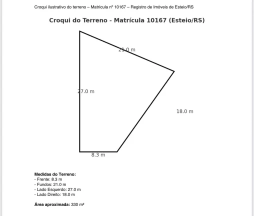 Imagem Terreno 330m2, Bairro Liberdade, Esteio - RS