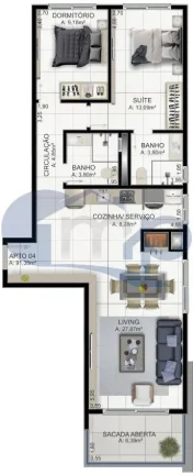 Imagem Apartamento á venda com 2 dormitórios na Praia da Cal em Torres/RS