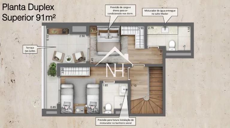 Imagem Duplex de 91m com 2 suítes, cozinha conceito aberto,2 vagas,terraço gourmet,piscinas,solarium,brinquedoteca,salão de festas,espaço gourmet,academia