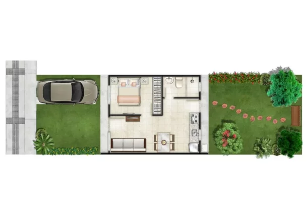 Imagem Casa 2 dormitórios com pátio fundos e frente com box para carro - Cachoeirinha