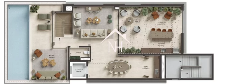 Imagem Triplex no Jardins de 438m c/Hall privativo,4 suítes, amplo living c/ terraço integrado, 4 vagas, piscina privativa, brinquedoteca, academia