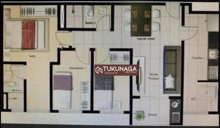 Imagem Apartamento com 3 quartos 1 suíte à venda, 69 m² por R$ 315.000 - Cidade Jardim Cumbica - Guarulhos/SP
