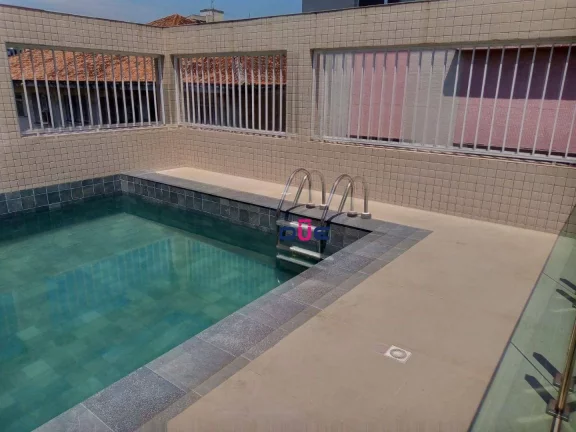 Imagem Sobreposta alta duplex com 3 suítes e lazer completo no Boqueirão, Santos
