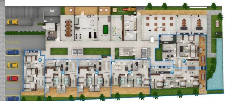 Imagem Apartamento térreo com área privativa pé na areia a beira mar da praia de Areia Dourada. -AP1569