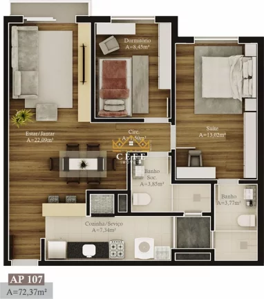 Imagem Apartamento com 2 Dormitorio(s) localizado(a) no bairro Prinstrop em Gramado / RIO GRANDE DO SUL Ref.:1441