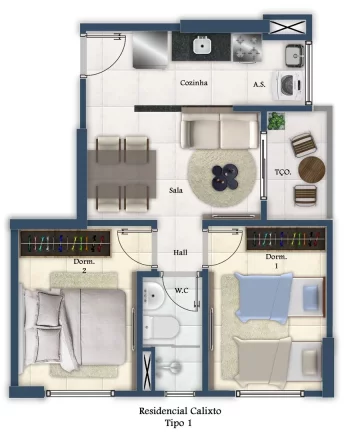 Imagem Apartamento com 2 dorms, Parque São Vicente, São Vicente - R$ 270 mil, Cod: 1671