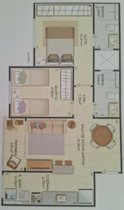 Imagem Apartamento, 2 quartos com suíte e vaga coberta.