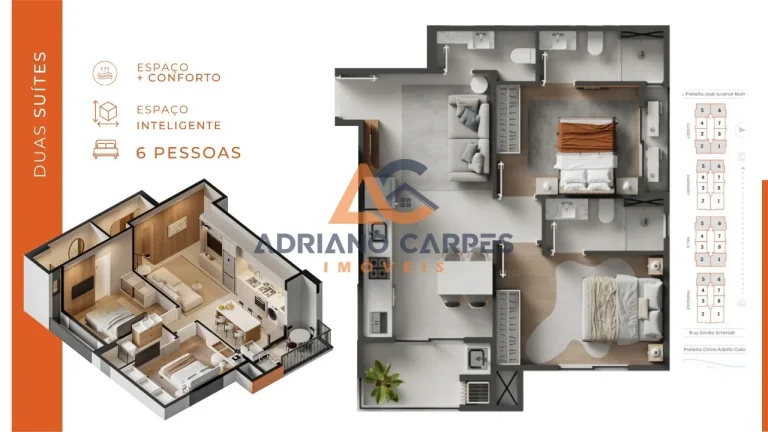 Imagem Apartamento com 2 dormitórios suítes, quadra mar no Bairro Gravatá em Navegantes Adriano Carpes Imóveis vende