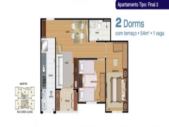Imagem Apartamento à venda em Santo André-SP, Vila Humaitá: 2 quartos, 1 suíte, 1 vaga - Edifício Ideale Aramaçan