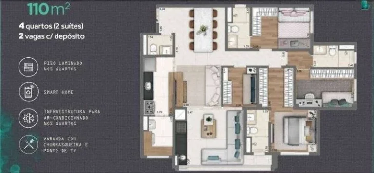 Imagem Apto com 3 suítes, 110 m2 - Novo Reformado -2 Vagas - Depósito-Ao Lado Carrefour
