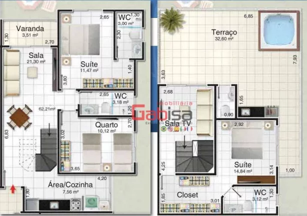 Imagem Cobertura com 3 dormitórios à venda, 132 m² por R$ 840.000,00 - Palmeiras - Cabo Frio/RJ