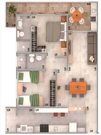 Imagem APARTAMENTO COM 86 m² - CAIÇARA - PRAIA GRANDE SP
