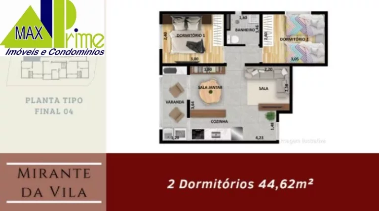 Imagem Apartamentos Mirante Da Vila Ótima localização 42,3m² metro patriarca