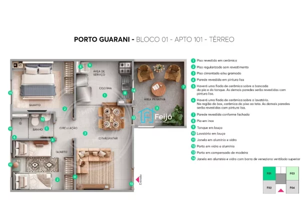 Imagem Lançamento Porto Guarani - Apartamentos 2 dorm. com opções de sacada - Bairro Jardim Vila Nova