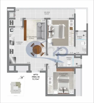 Imagem Apartamento á venda com 2 dormitórios no centro de Torres/RS