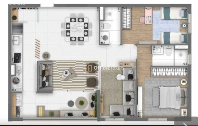 Imagem Bonnard 307 - Apto 70m2 com 2 dormis