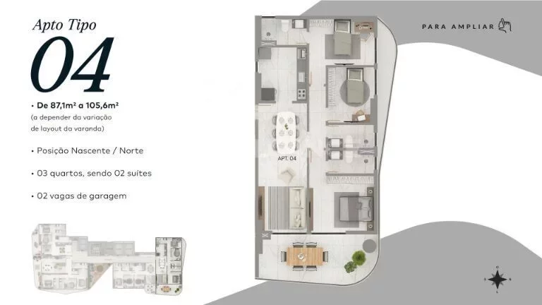 Imagem Apto Alto Padrão - 3 Quartos - 1 Suíte - 84,50 m² - Jardim Oceania, João Pessoa/PB