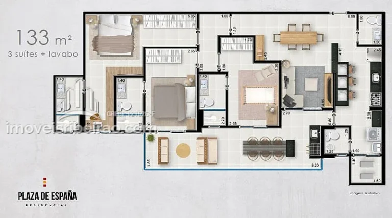 Imagem Apartamento 143,89m² 3 suítes próximo Shopping Ribeirão e Shopping Iguatemi