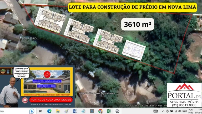 Terreno a venda com 3.610 m², boa topografia para construção de prédio e com uma pequena área verde