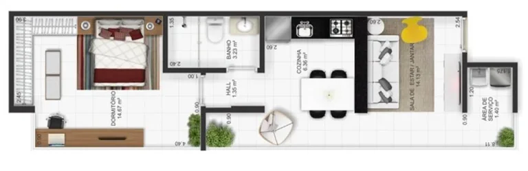 Imagem APARTAMENTO COM 44.75 m² - GUILHERMINA - PRAIA GRANDE SP
