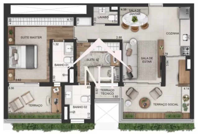 Imagem Apartamento de 80m c/ 2 dormitórios,1 vaga, terraço gourmet, piscina, deck, bicicletário, delivery, salão de festas e jogos,brinquedoteca,fitness,spa,