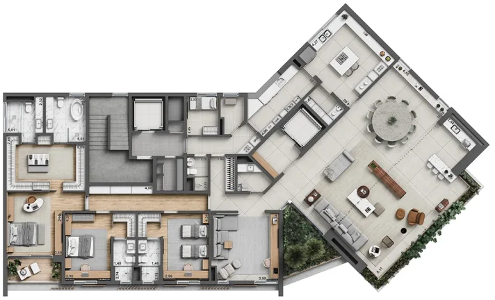 Imagem Um projeto atemporal, moderno, mas também clássico. São dois blocos que se encontram por meio de ...
