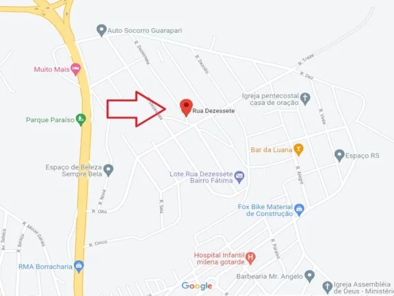Lote de terreno com 450m², localizado na Rua 17 - Loteamento Cidade Jardim, Bairro Nossa Senhora de Fátima Guarapari - ES - Escriturado.