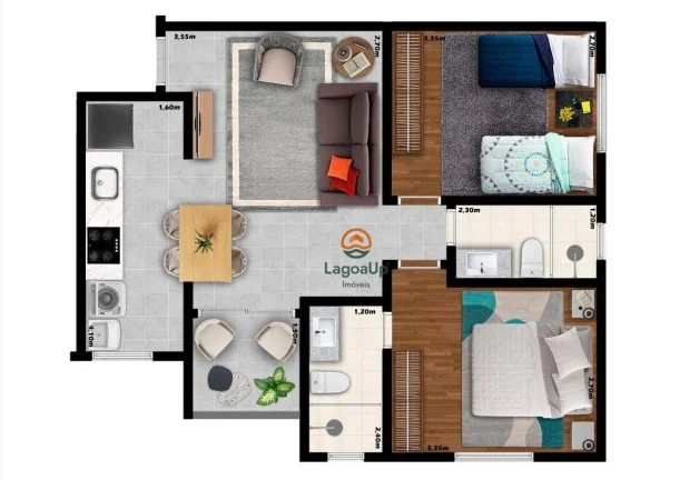 Imagem Apartamento com 2 dormitórios à venda, 54 m² por R$ 308.149,01 - Villa Paradiso - Lagoa Santa/MG