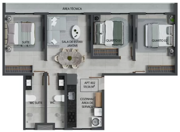 Foto do imóvel: Apartamento à venda, 65 m² por R$ 686.229, 61 - Bessa - João Pessoa/PB em Não informado