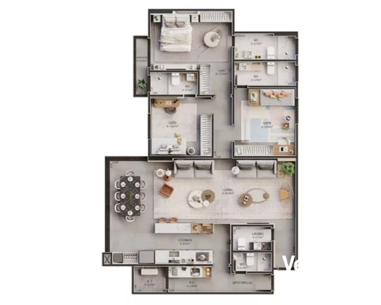 Imagem Apartamento 3 suítes na planta no Renato Gonçalves - Barreiras-BA
