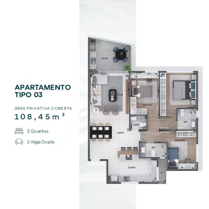Imagem Apartamento com 03 quartos - Bairro Água Verde