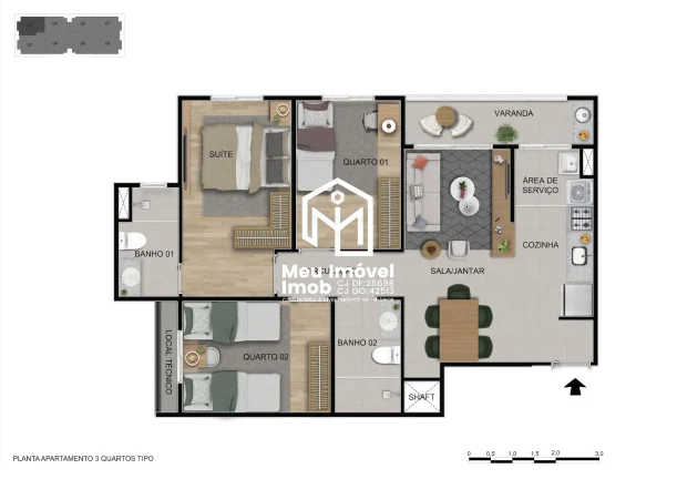 Imagem Rodovia BR 020 Alto Sobradinho Cobertura 3 Quartos 2 Vagas 132,65m² Lazer Planta