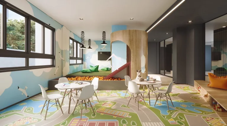 Imagem Studio de 24m com Dormitório, Terraço, Espaço gourmet, Brinquedoteca, Churrasqueira,Piscina,Playground, Bicicletário,Pet place,Fitness,Salão de Festas