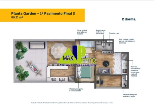 Imagem APARTAMENTO 36,84M²/02 DORMITÓRIOS/SACADA/SEM VAGA