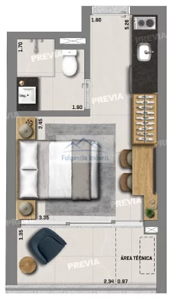 Imagem Apartamento studio Pronto na Rua Melo Palheta - Perdizes