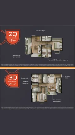 Imagem RESERVA URBANA Pitangueira - Apartamento 2 E 3Q C/ Suíte De 43 E 61m²