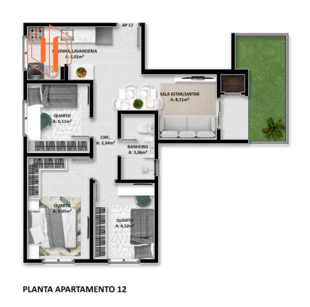 Imagem Apartamento para Venda em São José dos Pinhais, Parque da Fonte, 3 dormitórios, 1 banheiro, 1 vaga