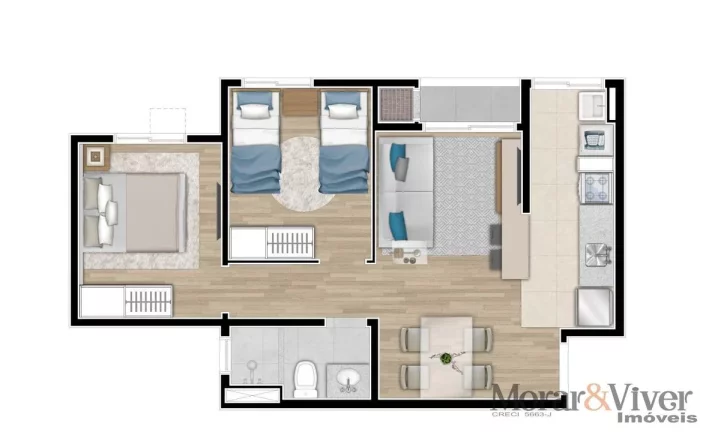 Imagem Apartamento para Venda em Curitiba, Campo Comprido, 2 dormitórios, 1 banheiro, 1 vaga