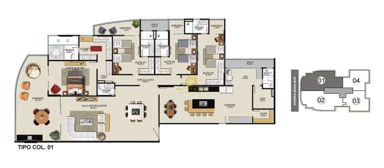 Imagem um Apartamento 4 suítes de frente para o mar com 320 metros (gigante).Idealizado para ser simplesme...