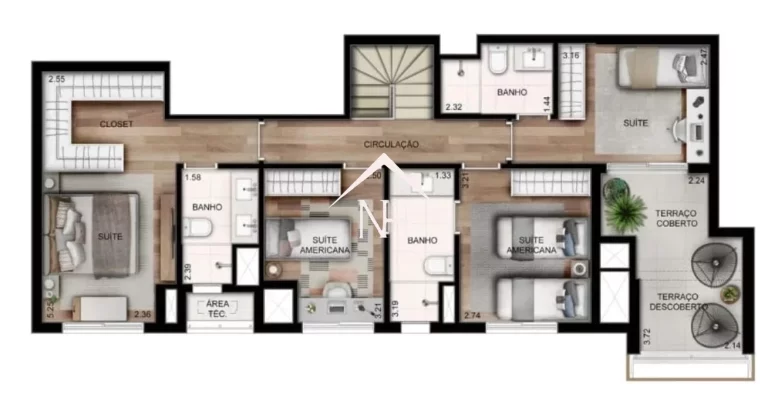 Imagem cobertura duplex de 238m c/4 suítes, terraço gourmet c/ churrasqueira e piscina,playground,fitness,coworking, sauna,3 vagas, bicicletário, sauna, deck