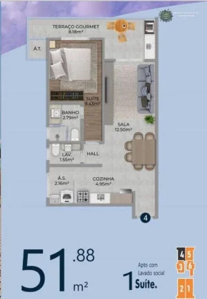 Imagem Apartamento com 1 dormitório à venda, 51 m² por R$ 350.000,00 - Vila Guilhermina - Praia Grande/SP
