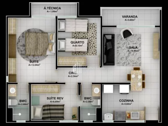 Imagem Apartamento pronto para morar, 3 dormitórios à venda: R$ 336.636,66 - Cond. RESERVA TROPICAL HELICÔNIA - Uruguai -Teresina/PI, próximo à UNINOVAFAPI