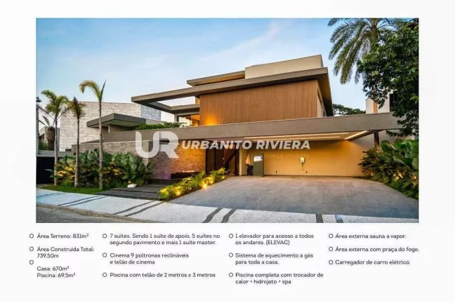Residência de Luxo com Cinema Privativo, Elevador e Piscina com Telão Riviera de São Lourenço