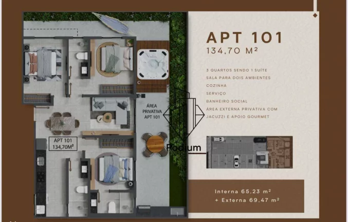 Imagem Apartamento com jacuzzi privativa á 400m da praia do Bessa-AP2754