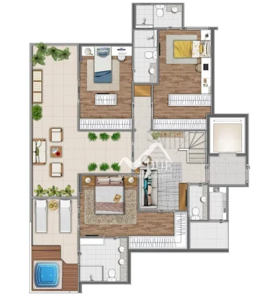 Imagem Cobertura com elevador interno, 3 suítes, 3 vagas, 33o andar à venda, 343 m² por R$ 3.700.000 - Gonzaga - Santos/SP