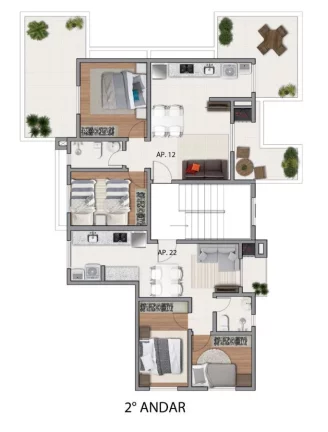 Imagem Apartamento para Venda em São José dos Pinhais, Carioca, 3 dormitórios, 1 suíte, 2 banheiros, 1 vaga
