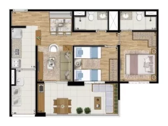 Imagem Apartamento à venda no Ipiranga, São Paulo-SP: 3 quartos, 1 suíte, 2 banheiros, 1 vaga, 87m². Condomínio Varanda Ipiranga.