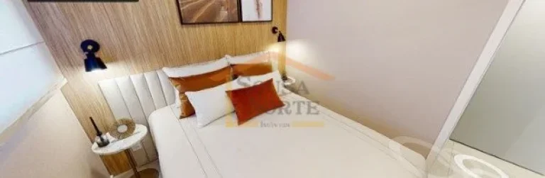 Imagem Apartamento com 36m², 2 dormitórios, 1 banheiro, sala com varanda integrada, bem ventilada e ilumi...